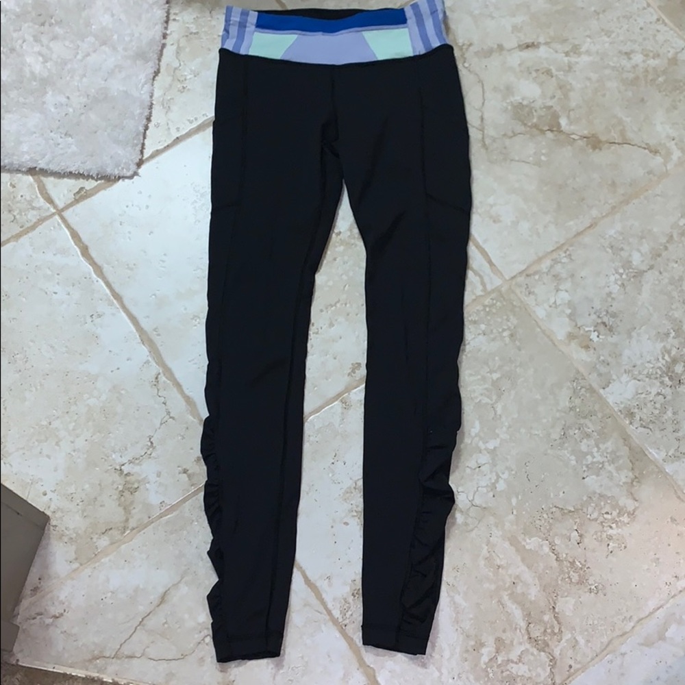 lululemon athletica Black Leggings with Blue and Purple Waistband